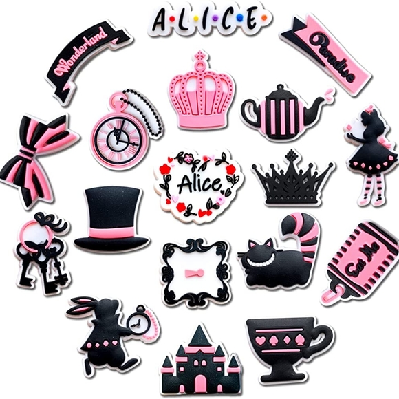 NWT ALICE IN WONDERLAND JIBBITZ FOR CROC'S SHOES! 3 CHOICE GROUPS! - Picture 12 of 15